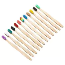 Escova de dentes de cabo ondulado de manivela grossa de bambu BRHQB-005A