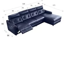 Sofá estilo italiano Sala de estar Sala de estar Combinação minimalista Sofá de canto de couro de primeira camada