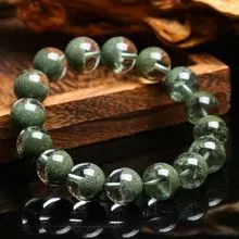 Pulseira de cristal natural, fantasma verde, cristal loiro, cristal de morango, pedra de energia