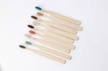 Escova de dentes 100% bambu biodegradável natural, escova de dentes de bambu ecologicamente correta
